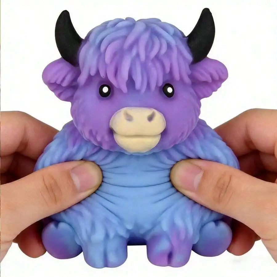 Popular New Products Scottish Highland Cow Stress Relief Toy Slow Bounce Sensory Soft Toy Cheese Squeezing Stress Relief Gift Atypical Journey Store