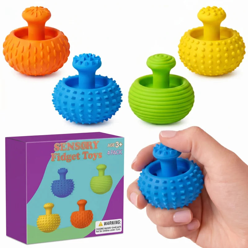 Silicone thumb joystick stress relief toy, suitable for kids and adults, 4-piece set, sensory toy with fun textured gadgets Atypical Journey Store