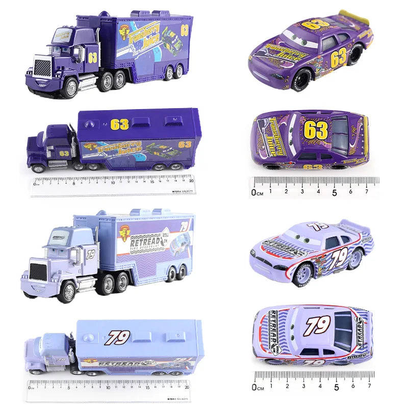 Disney Pixar Cars 3 Lightning McQueen, Jackson Storm, Cruz Ramirez, Hudson Mack Truck & Chick Hicks Toy Set Atypical Journey Store