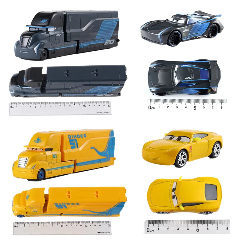 Disney Pixar Cars 3 Lightning McQueen, Jackson Storm, Cruz Ramirez, Hudson Mack Truck & Chick Hicks Toy Set Atypical Journey Store