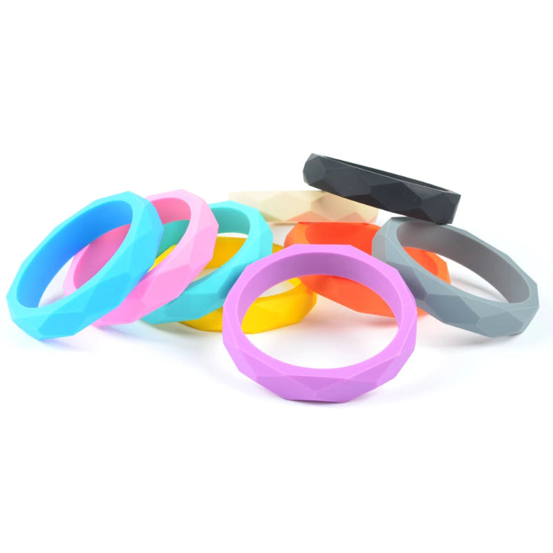 LOFCA 1PC Teething Bracelet Silicone Baby Bangle Teether Wristband Aldut Size Fashion Chew Toy Silicone Beads Nursing Jewelry Atypical Journey Store
