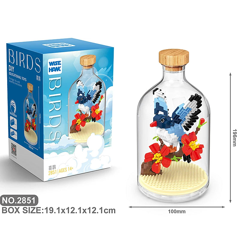 New Product Simulation Animal Series Creative Children's Toys Bottled Building Blocks Flamingo Seahorse Educational Gift Model Atypical Journey Store