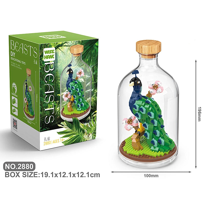 New Product Simulation Animal Series Creative Children's Toys Bottled Building Blocks Flamingo Seahorse Educational Gift Model Atypical Journey Store