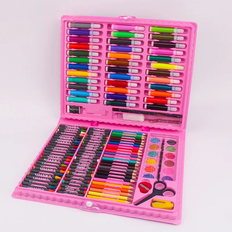 150 Brush Set Children's Painting, Stationery Art Oil Painting Stick Tools Watercolor Pen Crayon Pencil Graffiti Gift Box Atypical Journey Store