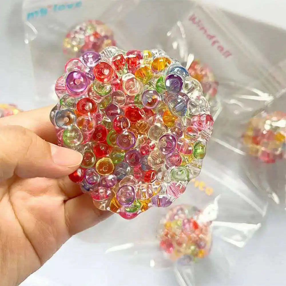 New Fidget Ice Cube Colored Beads Squeeze Squishy Balls Hand Exercise Sensory ADHD Anxiety Stress Reliever Toys For Kids Adults Atypical Journey Store