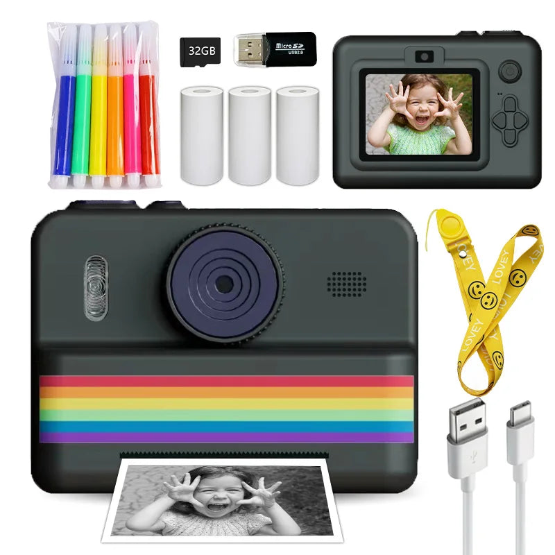 Kids Instant Camera with Dual Cameras, Flashlight, 32GB Memory Card & Color Pencils - Perfect Gift for Boys and Girls Atypical Journey Store
