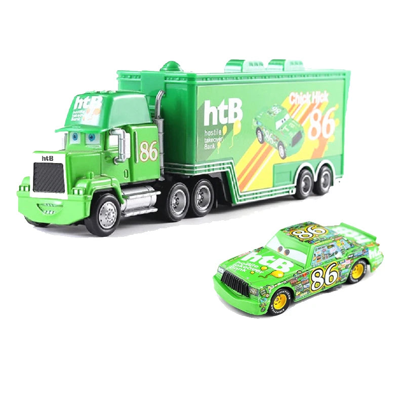 Disney Pixar Cars 3 Lightning McQueen, Jackson Storm, Cruz Ramirez, Hudson Mack Truck & Chick Hicks Toy Set Atypical Journey Store