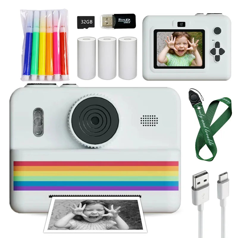 Kids Instant Camera with Dual Cameras, Flashlight, 32GB Memory Card & Color Pencils - Perfect Gift for Boys and Girls Atypical Journey Store