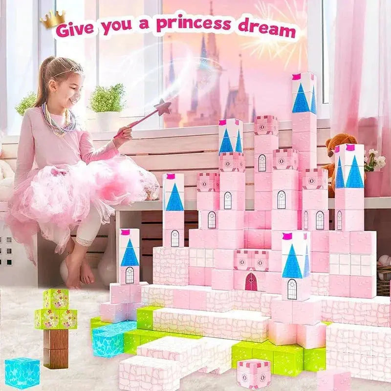 Colorful Magnetic Blocks princess castle building toy for STEM learning and creative play