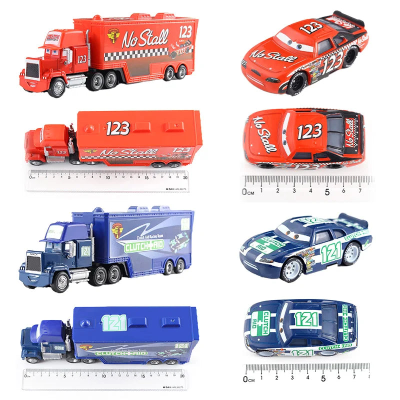 Disney Pixar Cars 3 Lightning McQueen, Jackson Storm, Cruz Ramirez, Hudson Mack Truck & Chick Hicks Toy Set Atypical Journey Store