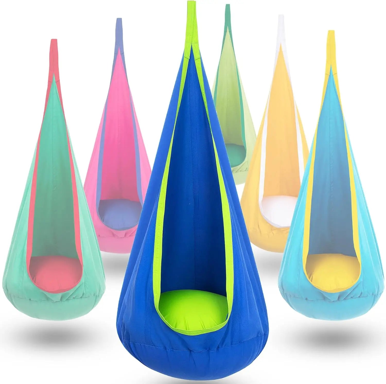 Children Hanging Pod Swing Hammock Chair With Inflatable Cushion & Side Pocket Portable Sensory Swing For Kids Indoor Outdoor Atypical Journey Store