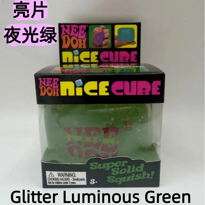 New Schylling Needoh Nice Cube Glow In The Dark Squishy Stress Toy - Slow Rebound Glitter Sensory Relief for Adults Atypical Journey Store