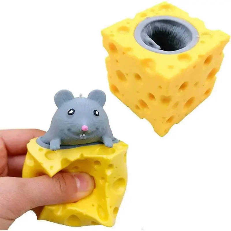 Cheese Mouse Cup Decompression Squeeze Cheese Toys Stress Relief Mice Toy Rat Stress Ball Sensory Fidget Toy Gift for Adults Kid Atypical Journey Store