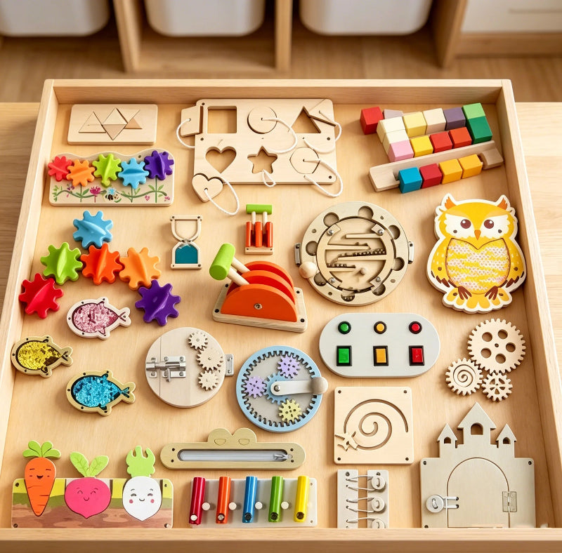 DIY Montessori Busy Board Accessories, Wooden Sensory Educational Toy, Fine Motor Skills & Cognitive Training Learning Toy for K Atypical Journey Store