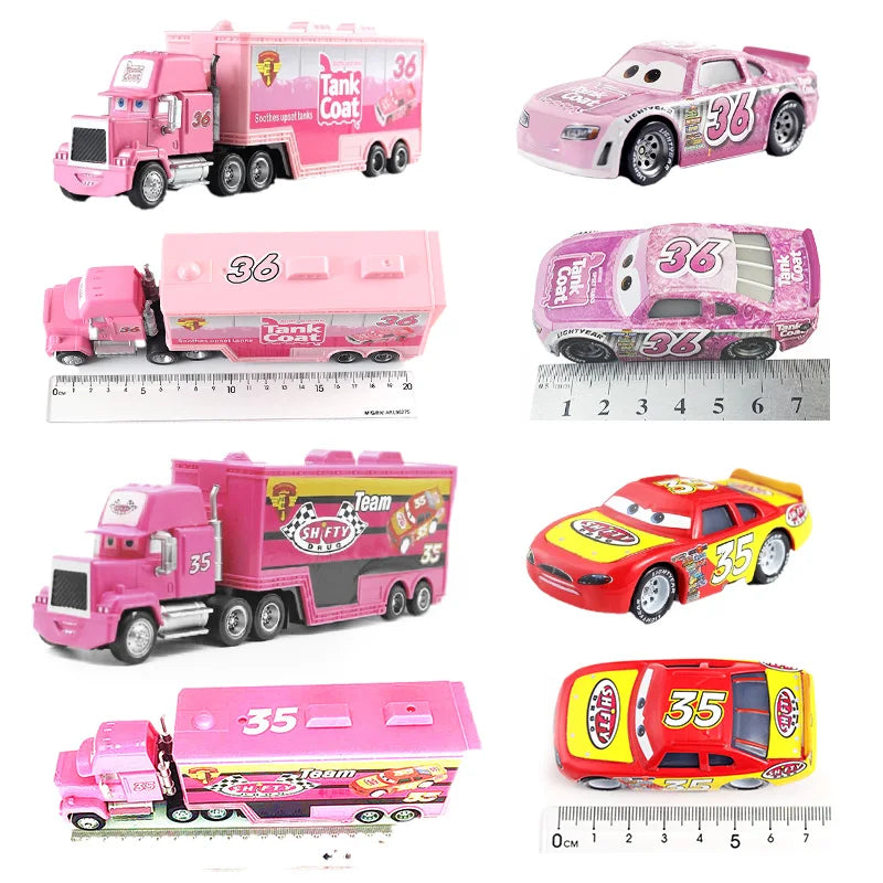 Disney Pixar Cars 3 Lightning McQueen, Jackson Storm, Cruz Ramirez, Hudson Mack Truck & Chick Hicks Toy Set Atypical Journey Store