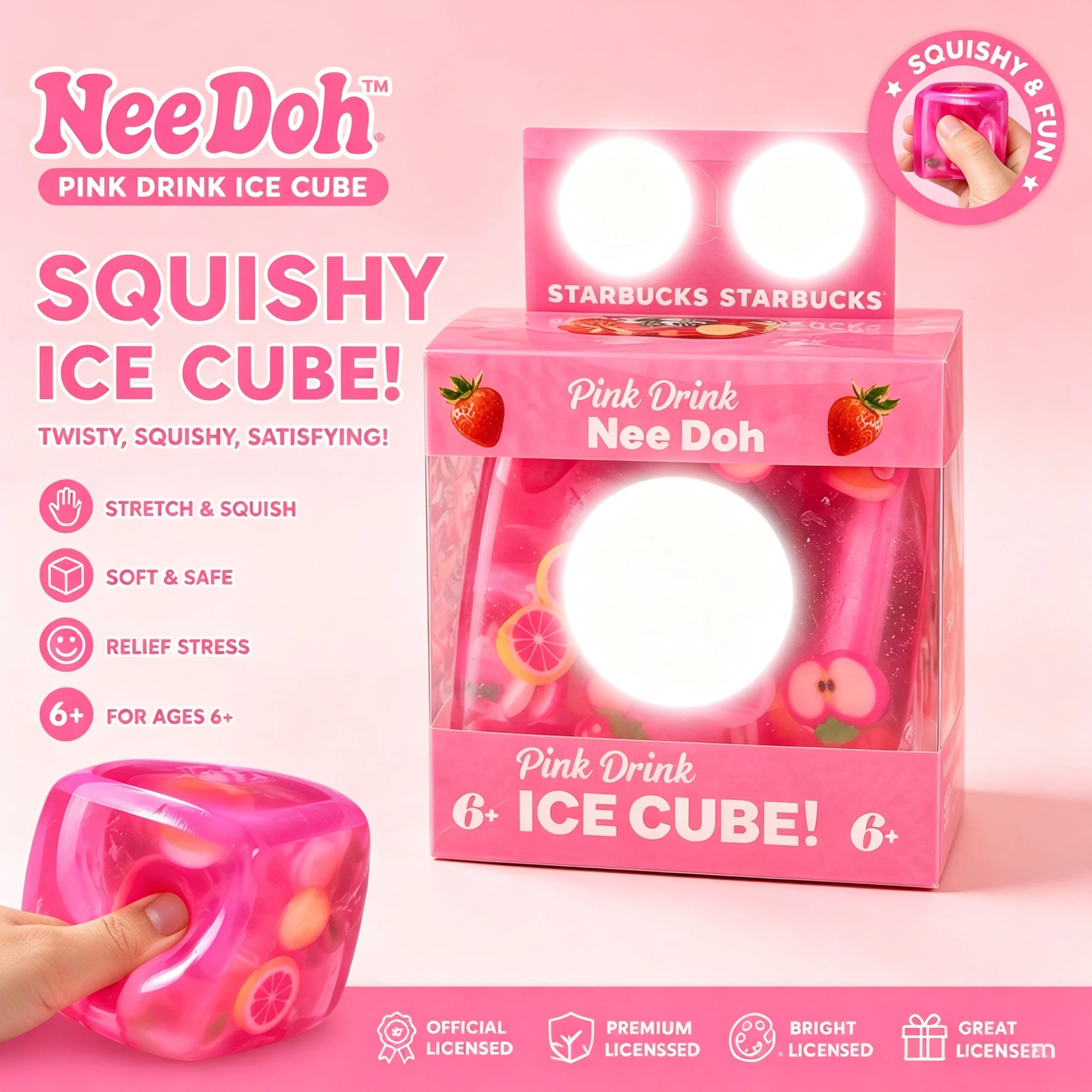 Needoh Nice Cube Sensory Stress Reliever Fidget Tool - Squishy Squeeze Toy for Anxiety & Focus - Sensory Cube for Adults & Kids Atypical Journey Store