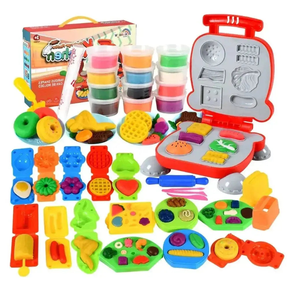 Multicolor Clay Molds toys set with burger and ice cream accessories for kids