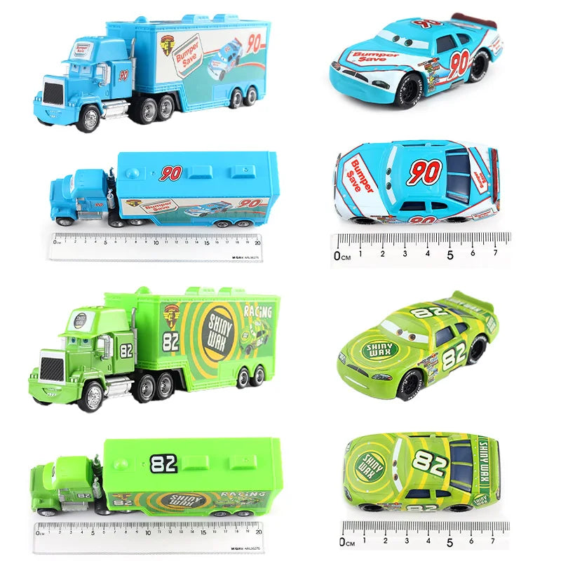 Disney Pixar Cars 3 Lightning McQueen, Jackson Storm, Cruz Ramirez, Hudson Mack Truck & Chick Hicks Toy Set Atypical Journey Store
