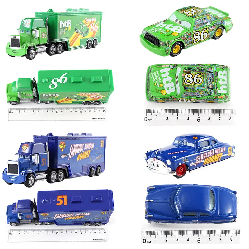 Disney Pixar Cars 3 Lightning McQueen, Jackson Storm, Cruz Ramirez, Hudson Mack Truck & Chick Hicks Toy Set Atypical Journey Store