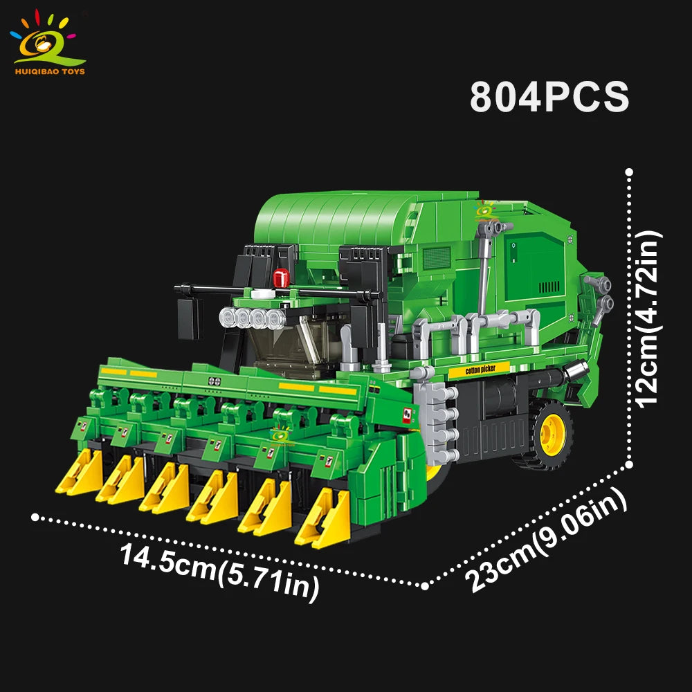 HUIQIBAO Farmer Truck model Building Block Tractor Cultivator Harvester Vehicle MOC Car Brick City Construction Toy For Children Atypical Journey Store