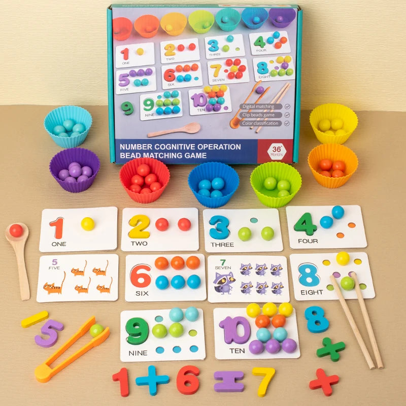 Montessori Mathematics Props Baby Digital Cognitive Pairing Puzzle Puzzle Igenious Ingenious Pearl Children's Fine Action Toys Atypical Journey Store