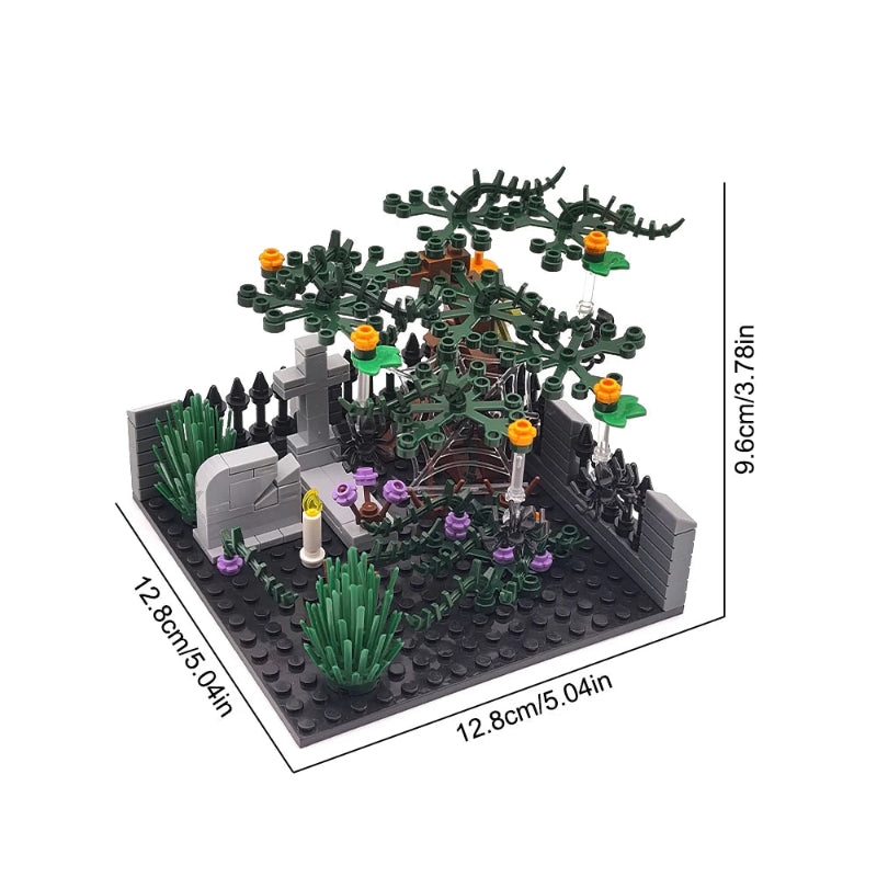 MOC Halloween Haunted House Building Block Toy Set DIY Assembly Horror Cemetery Scene Building Combination Party Decoration Gift Atypical Journey Store