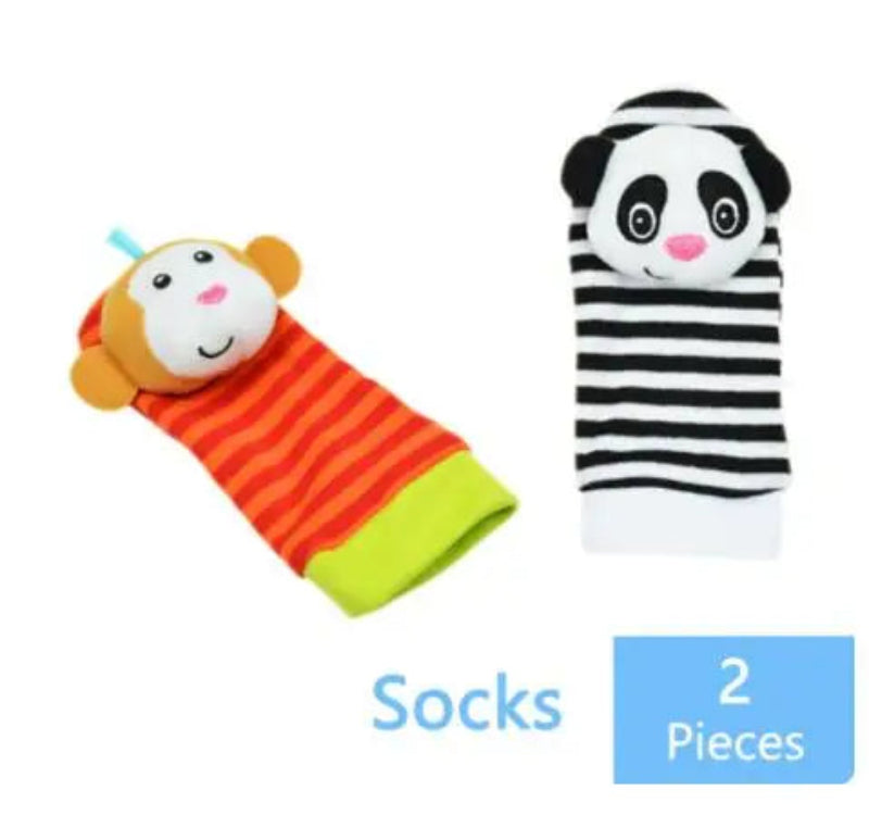 Newborn Cartoon Plush Socks Wrist Strap Rattles Baby Toys 0-36 Months Atypical Journey Store