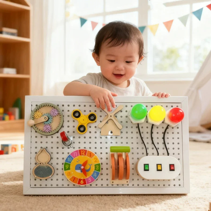Wooden Busy Board DIY Toy Baby Montessori Sensory Activity Board Accessories For Children Locks Busyboard Parts Educational Toys Atypical Journey Store