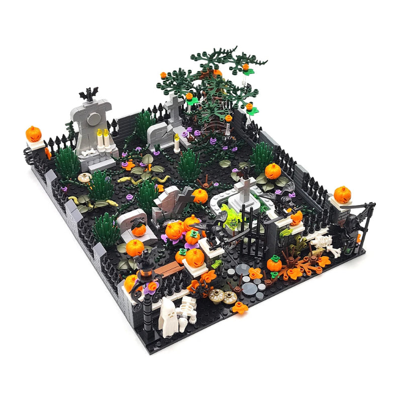 MOC Halloween Haunted House Building Block Toy Set DIY Assembly Horror Cemetery Scene Building Combination Party Decoration Gift Atypical Journey Store