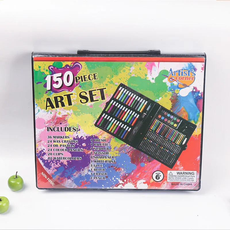 150 Brush Set Children's Painting, Stationery Art Oil Painting Stick Tools Watercolor Pen Crayon Pencil Graffiti Gift Box Atypical Journey Store