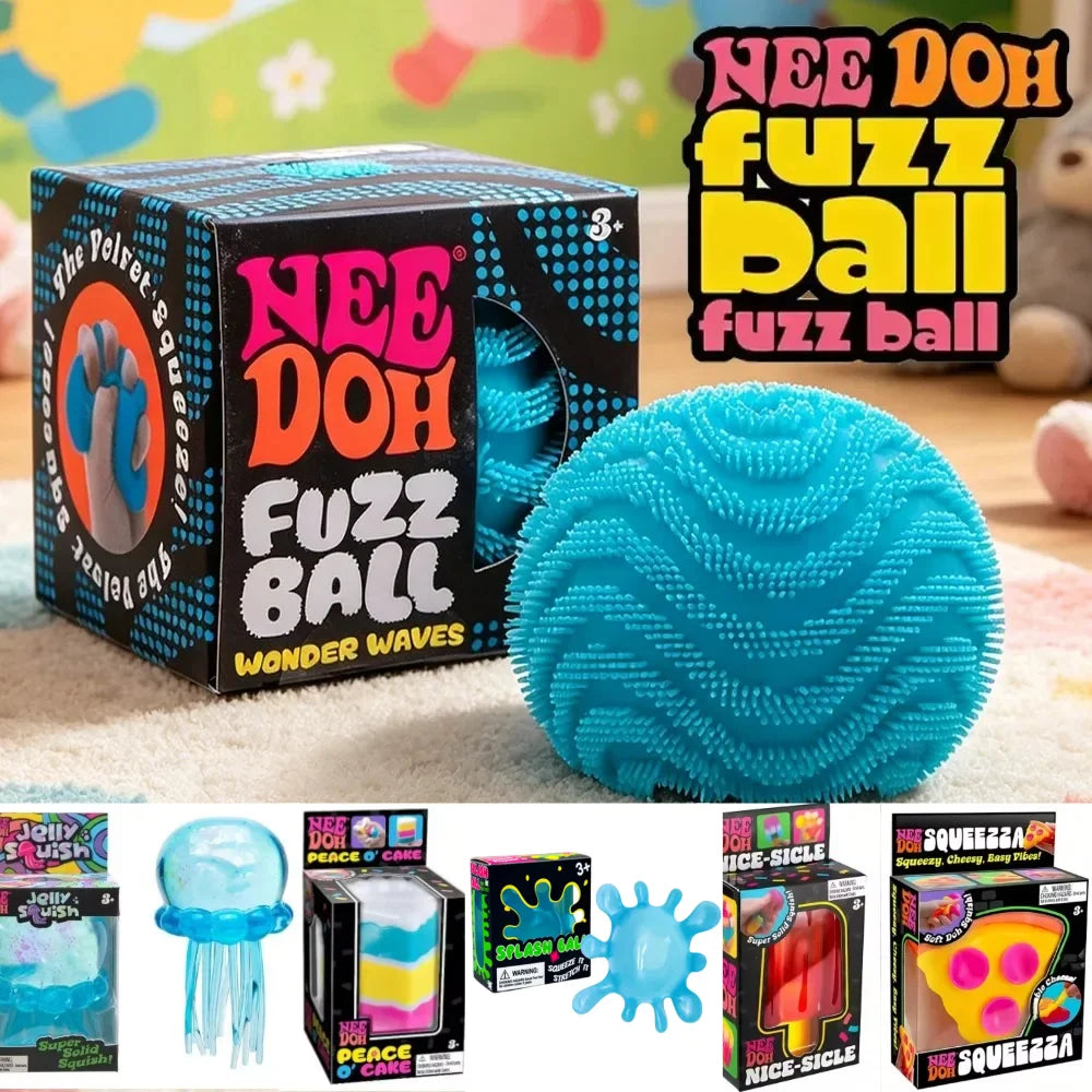 NeeDoh Fuzz Ball Blind Box, Schylling Soft Fuzzy Stress Relief Ball, Squishy Sensory Fidget Toy, Cute Desktop Collectible Gift Atypical Journey Store