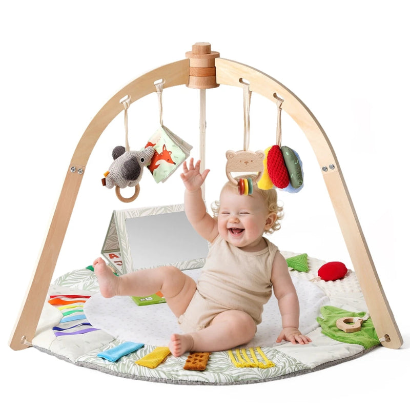 Wooden Baby Play Gym Music Activity Mat 0-12 Baby Months Exercises For The Limbs Sensory Development Toys Mobile Suspended Bell Atypical Journey Store