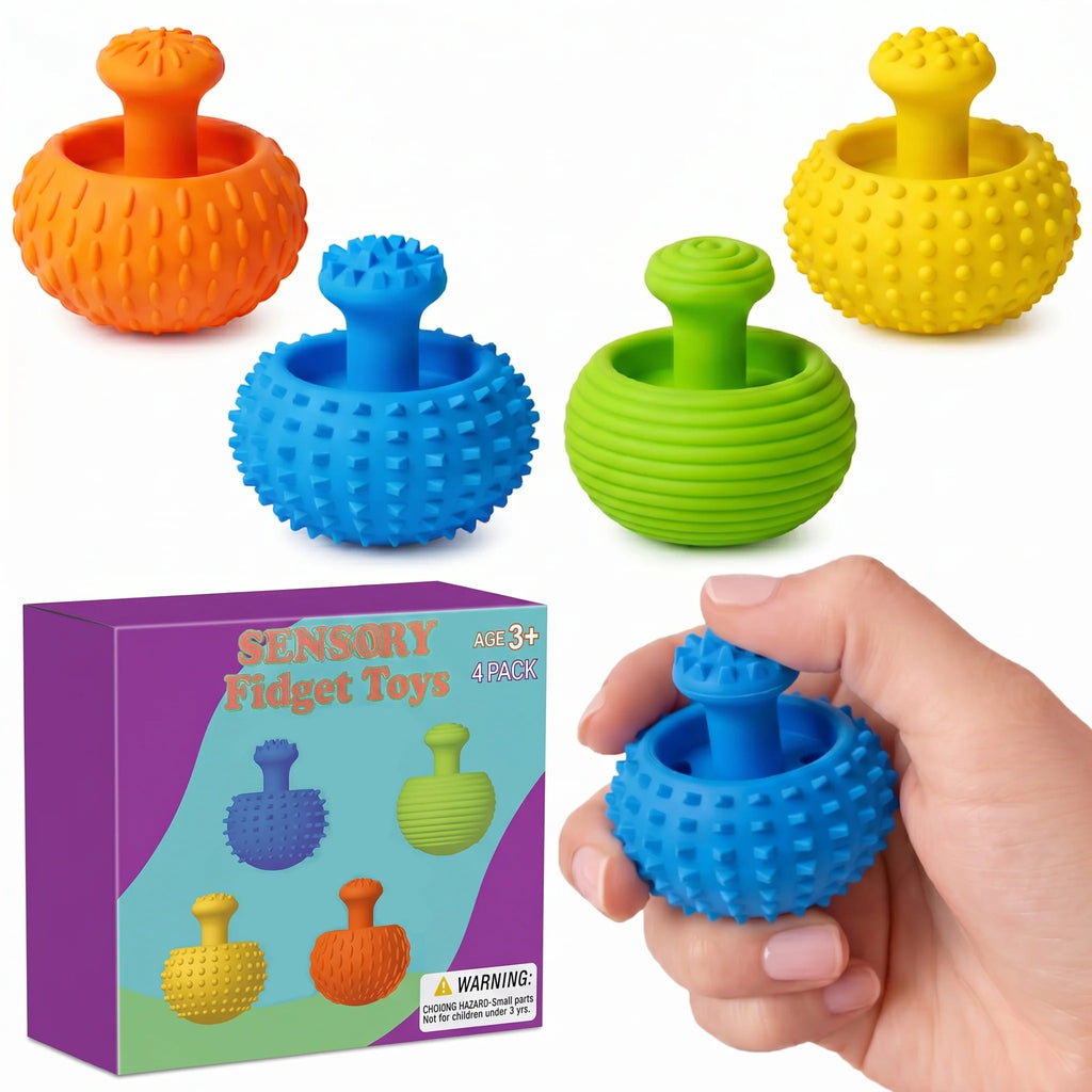 Silicone thumb joystick stress relief toy, suitable for kids and adults, 4-piece set, sensory toy with fun textured gadgets Atypical Journey Store
