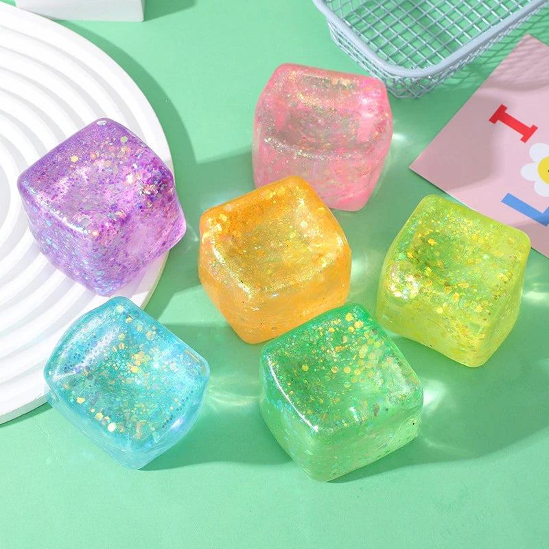 5CM Ice Cube Shaped Fidget Toy Square Stress Relief Ball Squishy Squeeze Anxiety Maltose Stress Relief Sensory Adults Toys Atypical Journey Store