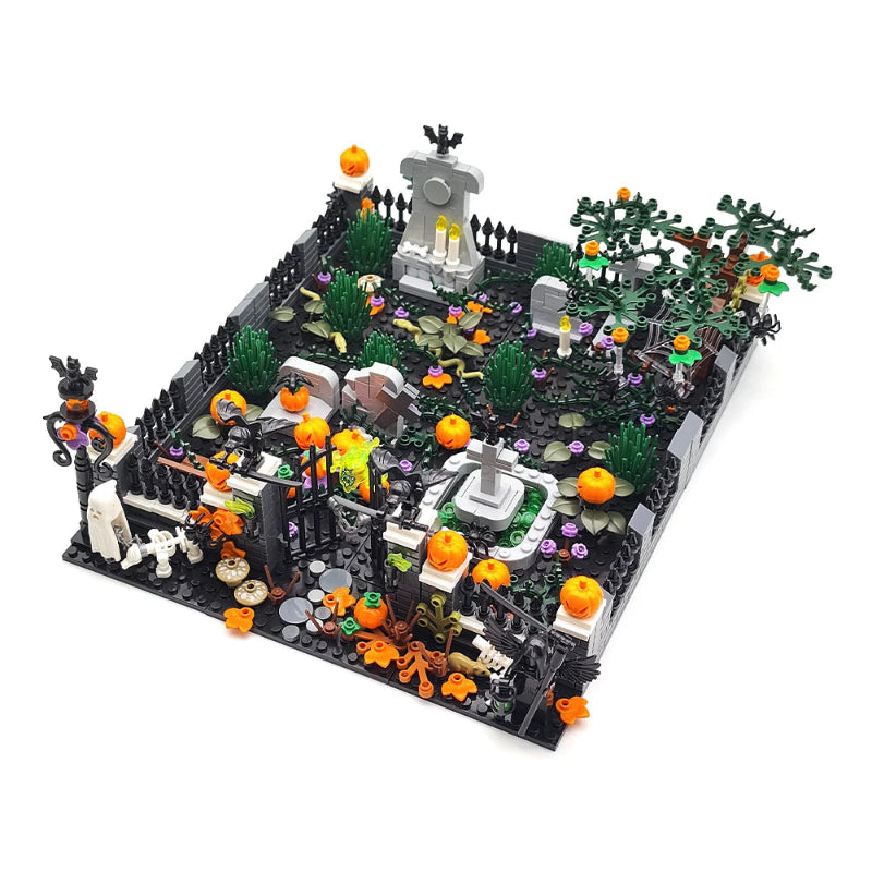 MOC Halloween Haunted House Building Block Toy Set DIY Assembly Horror Cemetery Scene Building Combination Party Decoration Gift Atypical Journey Store