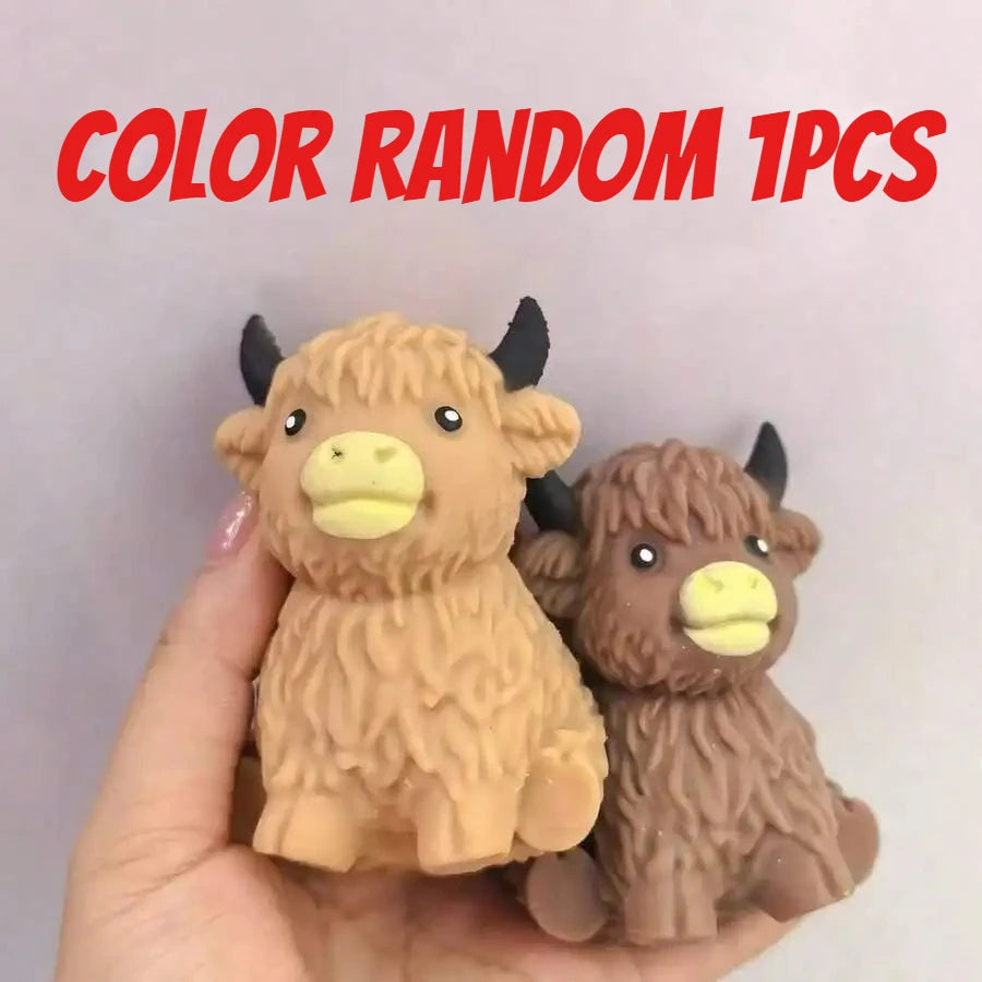 Popular New Products Scottish Highland Cow Stress Relief Toy Slow Bounce Sensory Soft Toy Cheese Squeezing Stress Relief Gift Atypical Journey Store