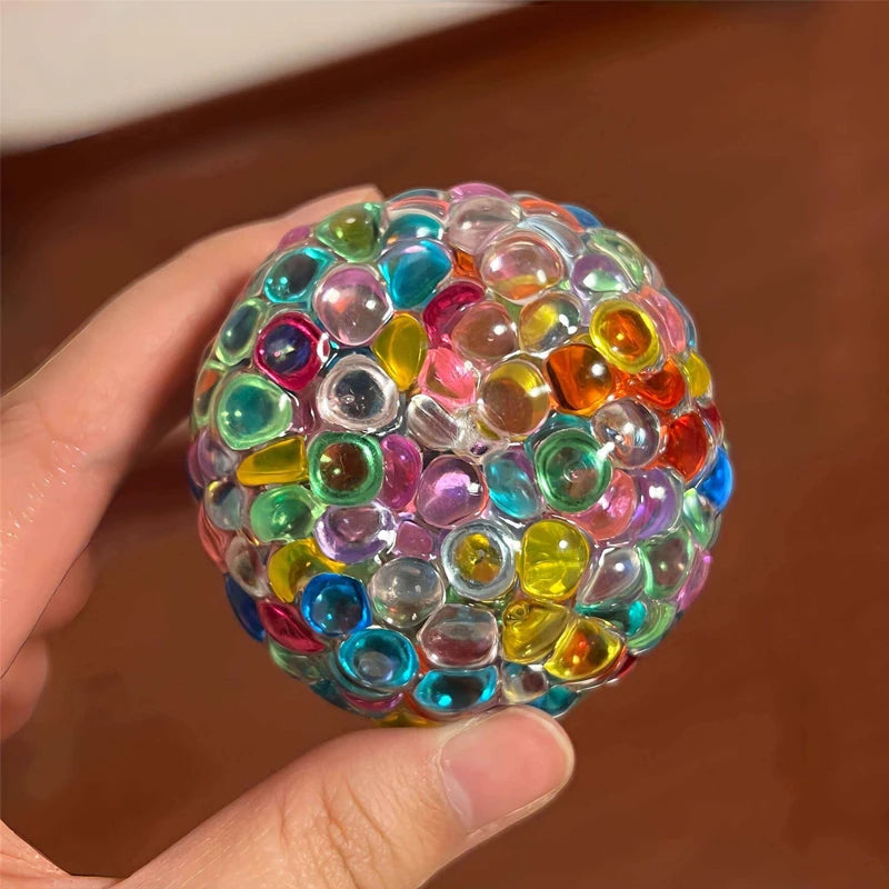 New Fidget Ice Cube Colored Beads Squeeze Squishy Balls Hand Exercise Sensory ADHD Anxiety Stress Reliever Toys For Kids Adults Atypical Journey Store