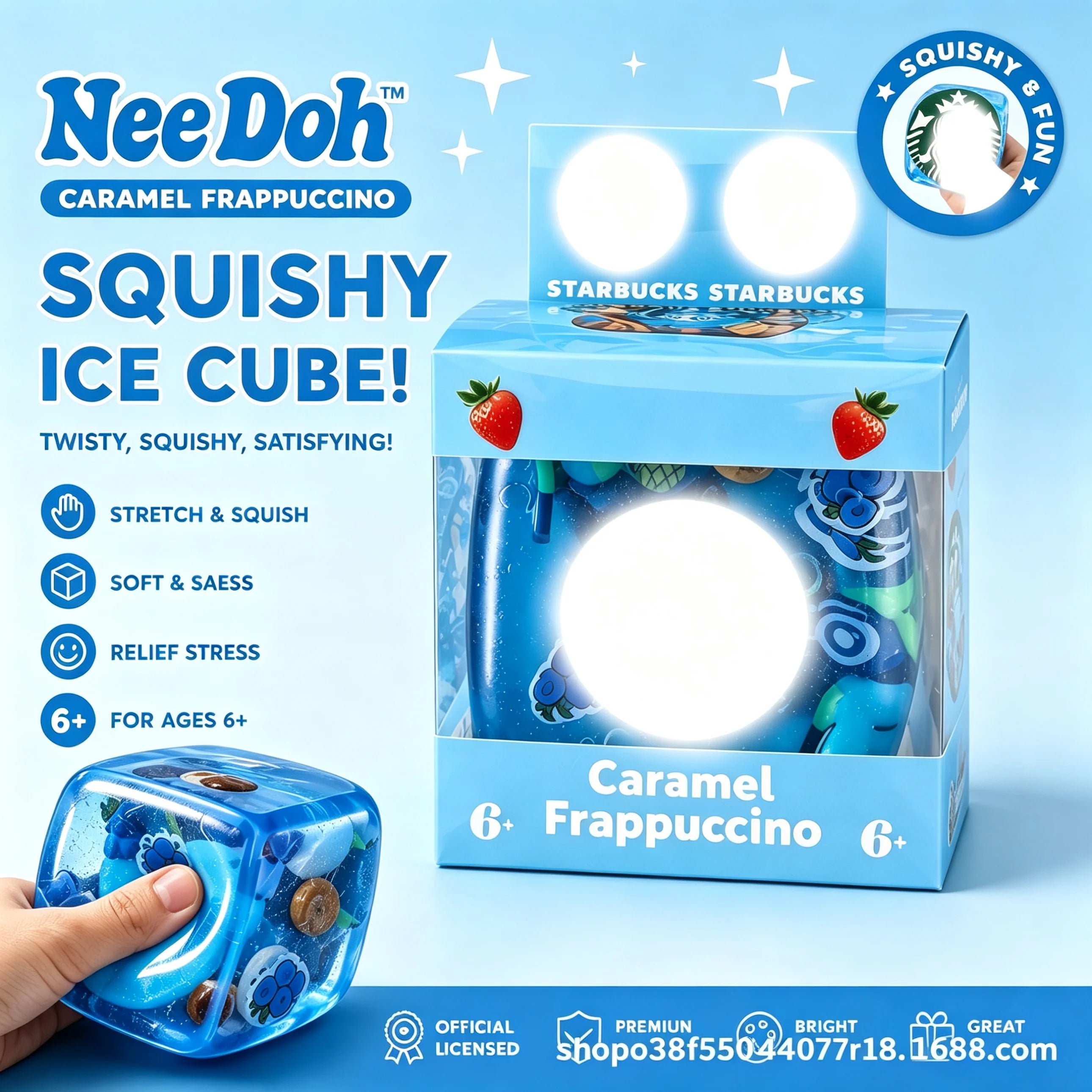 Needoh Nice Cube Sensory Stress Reliever Fidget Tool - Squishy Squeeze Toy for Anxiety & Focus - Sensory Cube for Adults & Kids Atypical Journey Store