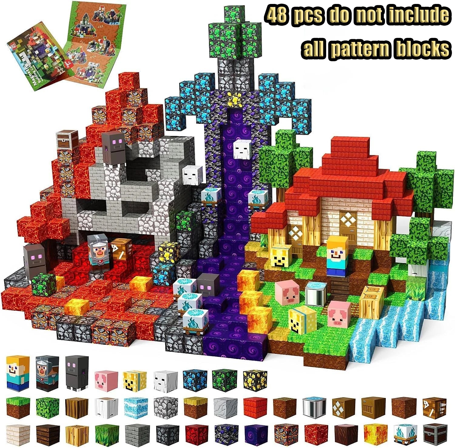 Magnetic Building Blocks Mine World Magnetic Mine Exploration Construction Brick Cube STEM Toy Set Gift for Boy Girl Children Atypical Journey Store