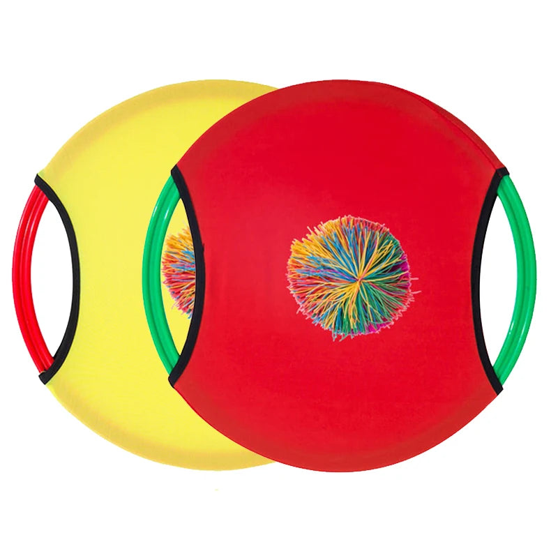 2PCS Outdoor Sports 28CM Flying Disc Trampoline Paddle Ball Game Toss and Catch Parent Child Interactive Sensory Toys Kids Adult Atypical Journey Store