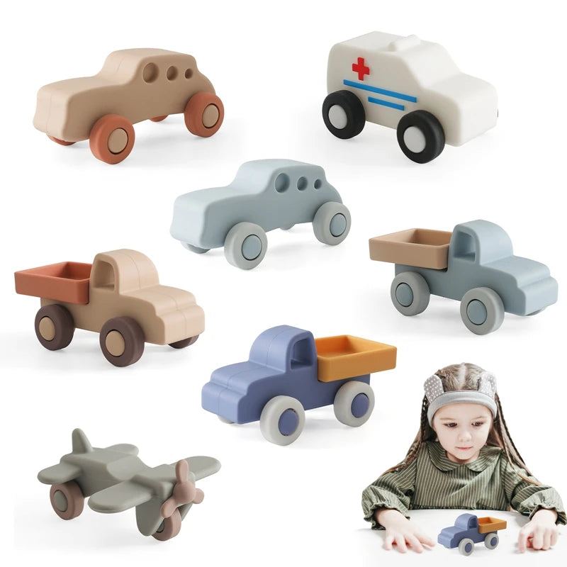 1Pcs Food Grade Baby Silicone Teether Toy Cartoon Car Nursing Teething Ring BPA Free Newborn Health Molar Chewing Accessorie Toy Atypical Journey Store