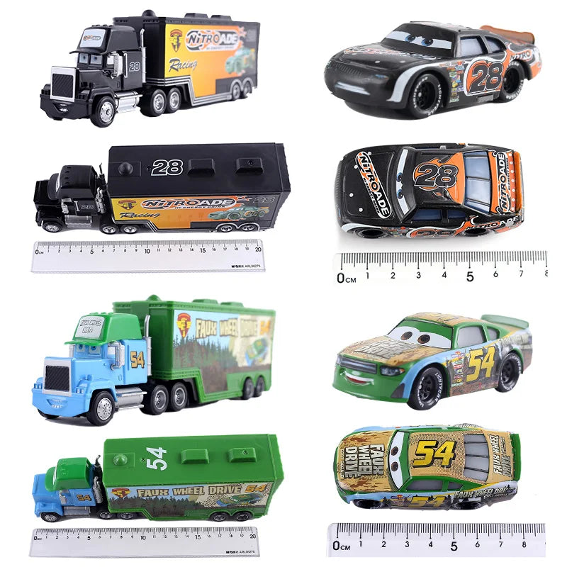 Disney Pixar Cars 3 Lightning McQueen, Jackson Storm, Cruz Ramirez, Hudson Mack Truck & Chick Hicks Toy Set Atypical Journey Store