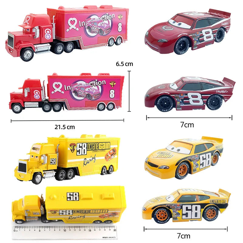 Disney Pixar Cars 3 Lightning McQueen, Jackson Storm, Cruz Ramirez, Hudson Mack Truck & Chick Hicks Toy Set Atypical Journey Store