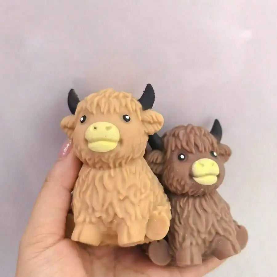 Popular New Products Scottish Highland Cow Stress Relief Toy Slow Bounce Sensory Soft Toy Cheese Squeezing Stress Relief Gift Atypical Journey Store