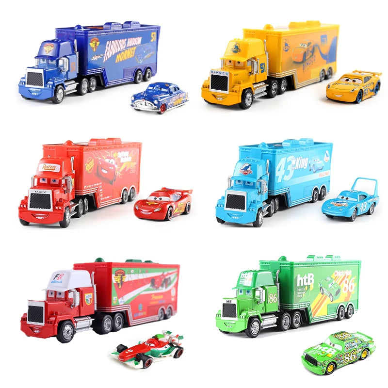 Disney Pixar Cars 3 Lightning McQueen, Jackson Storm, Cruz Ramirez, Hudson Mack Truck & Chick Hicks Toy Set Atypical Journey Store