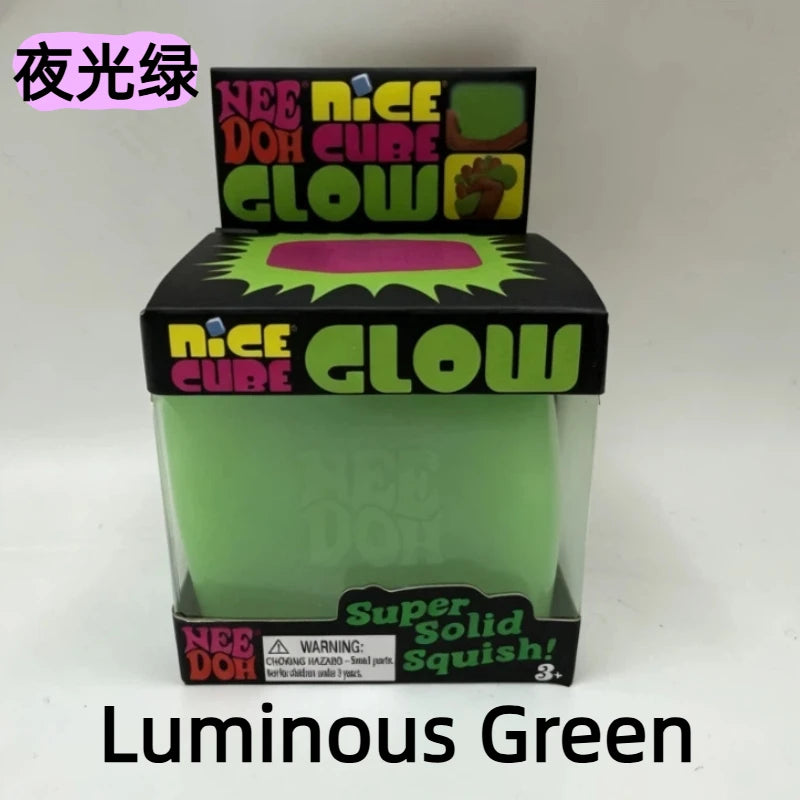 New Schylling Needoh Nice Cube Glow In The Dark Squishy Stress Toy - Slow Rebound Glitter Sensory Relief for Adults Atypical Journey Store