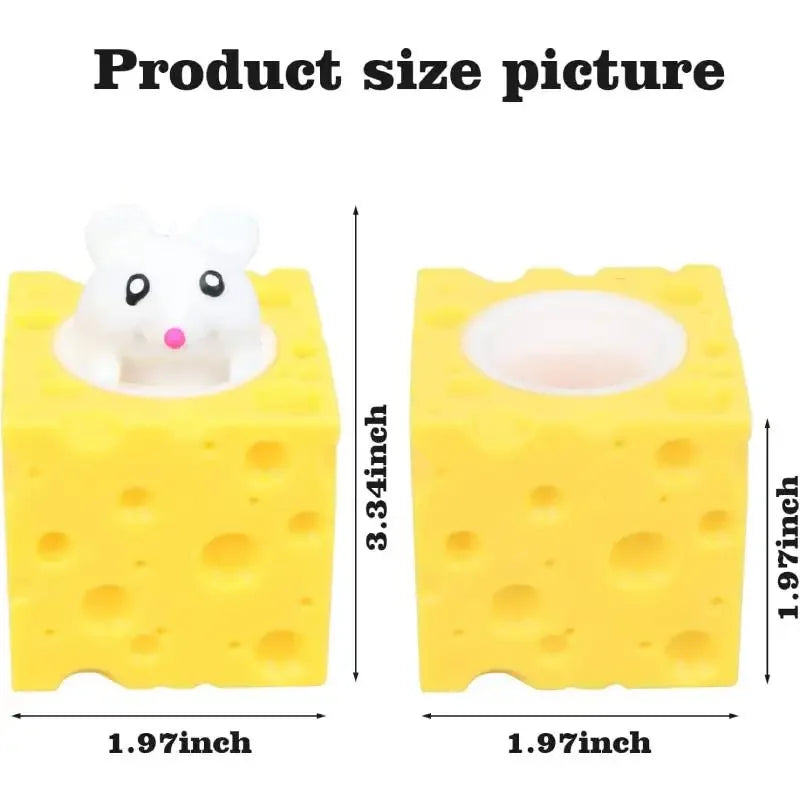 Cheese Mouse Cup Decompression Squeeze Cheese Toys Stress Relief Mice Toy Rat Stress Ball Sensory Fidget Toy Gift for Adults Kid Atypical Journey Store