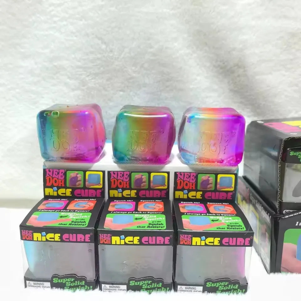 Needoh Rainbow Gradient Nice Ice Cube Relief Fidget Sensory Toy Maltose Slow Rebound Anxiety Super Solid Squeeze Ball ADHD Gift Atypical Journey Store