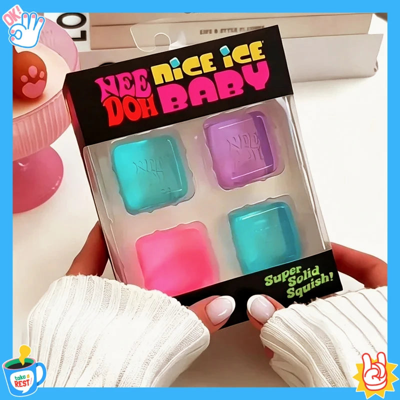 Mini4 Pack Set Slow Rebound Squishy Stress Reliever Fidget for Party Favors Christmas birthday Gifts Nice Ice Cube Fidget Toys Atypical Journey Store