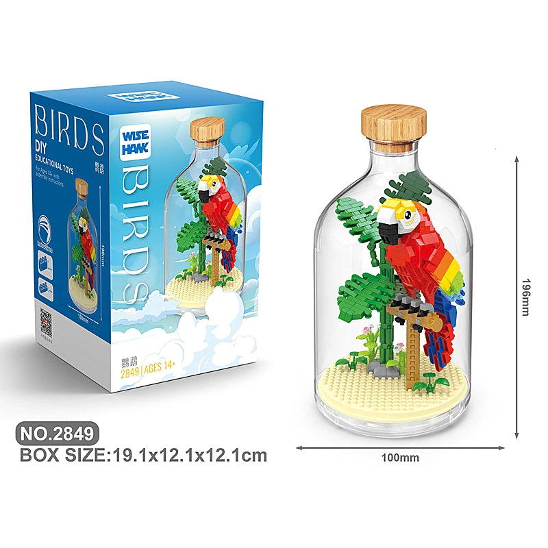 New Product Simulation Animal Series Creative Children's Toys Bottled Building Blocks Flamingo Seahorse Educational Gift Model Atypical Journey Store